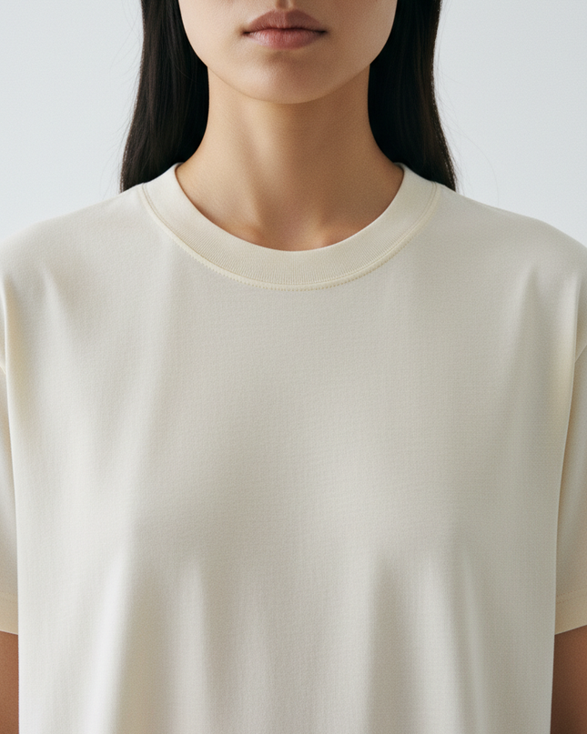 The T-Shirt Dress — Bone — Fabric Detail