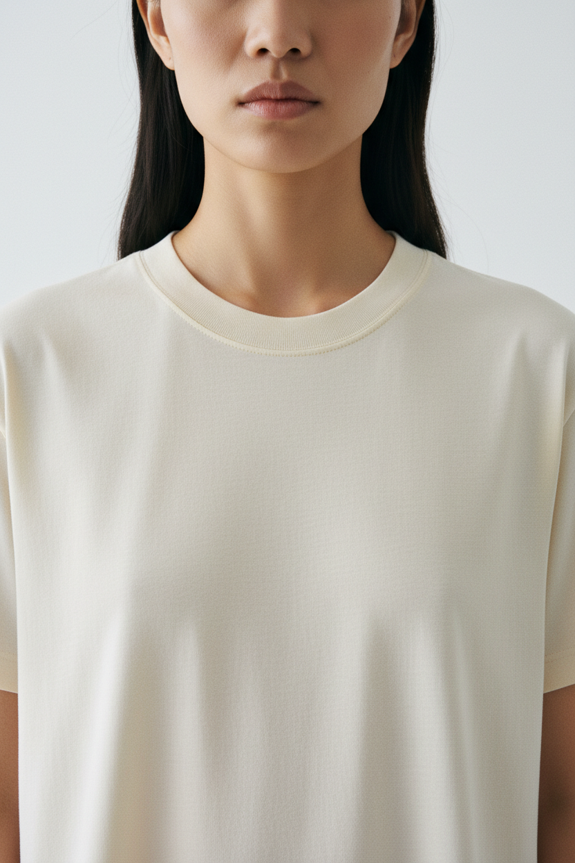The T-Shirt Dress — Bone — Fabric Detail