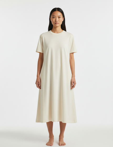 The T-Shirt Dress — Bone — Front Full Body
