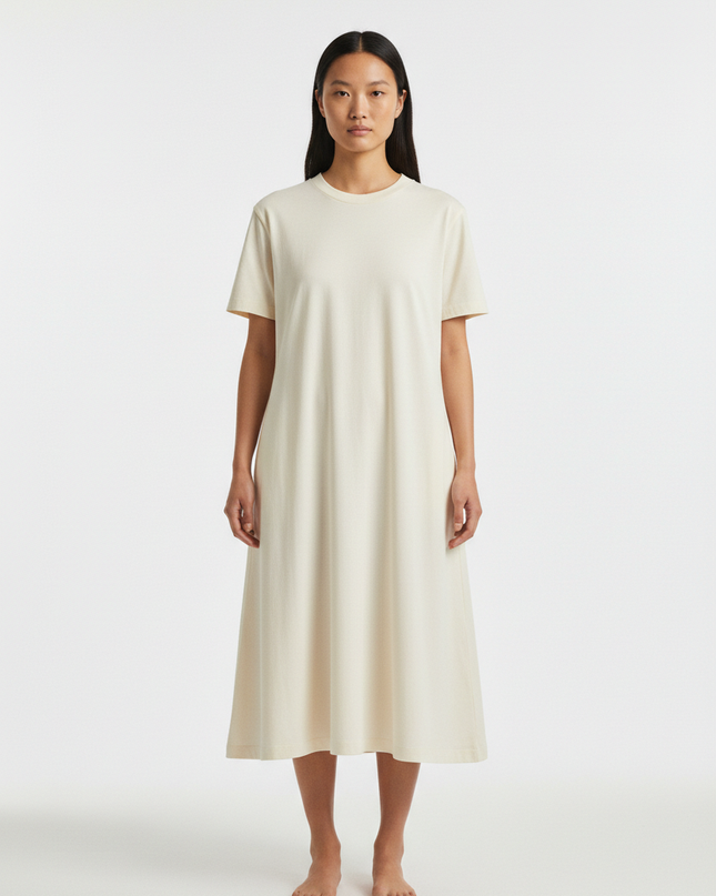 The T-Shirt Dress — Bone — Front Full Body