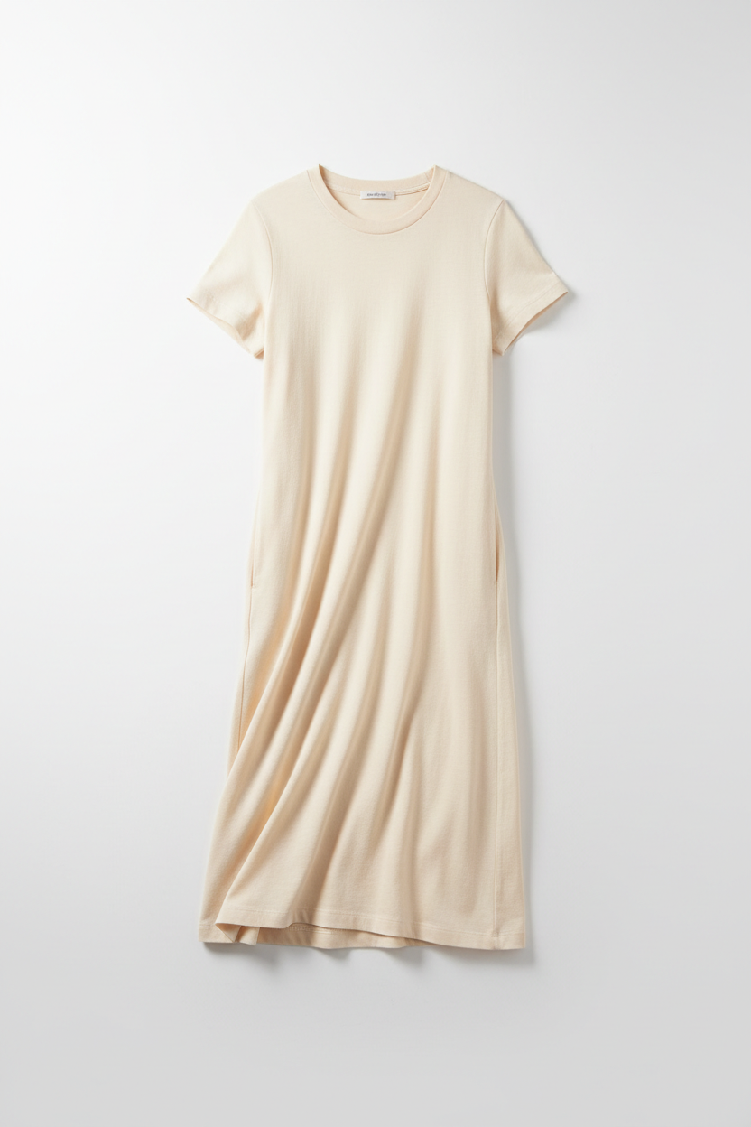 The T-Shirt Dress — Bone — Packshot