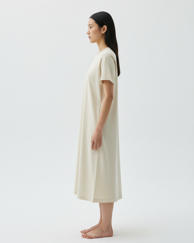 The T-Shirt Dress — Bone — Side Profile