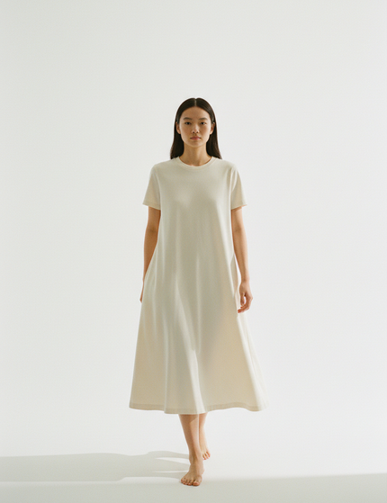 The T-Shirt Dress — Bone — Walking Motion