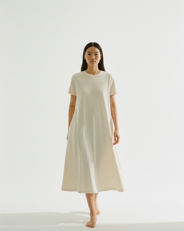 The T-Shirt Dress — Bone — Walking Motion