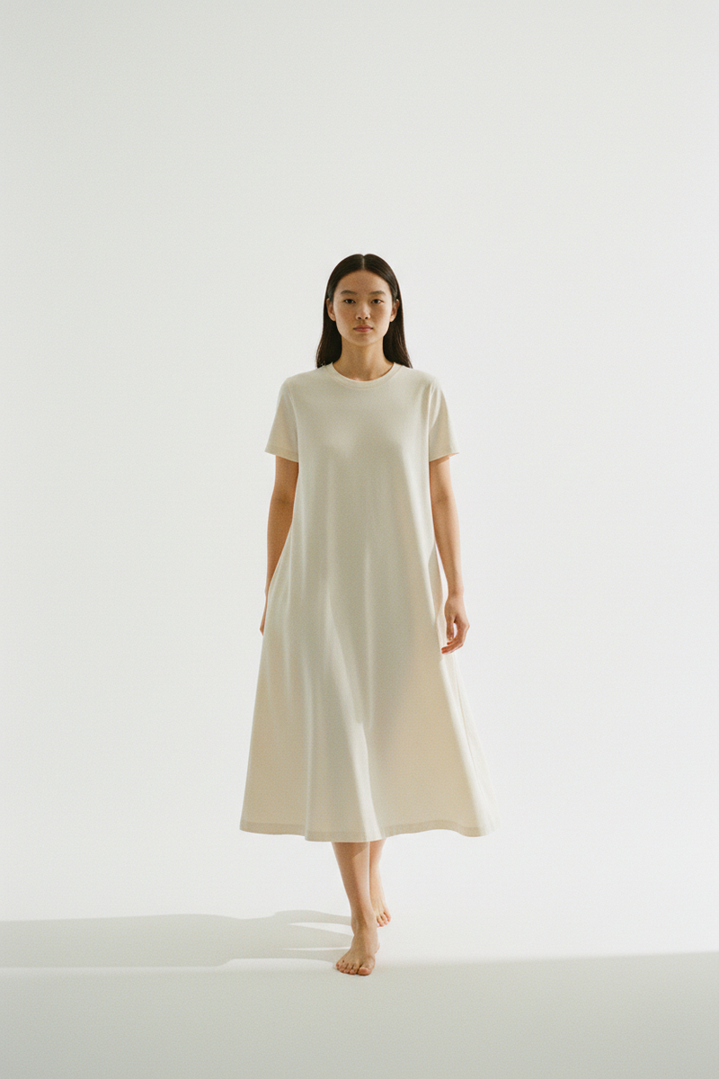The T-Shirt Dress — Bone — Walking Motion