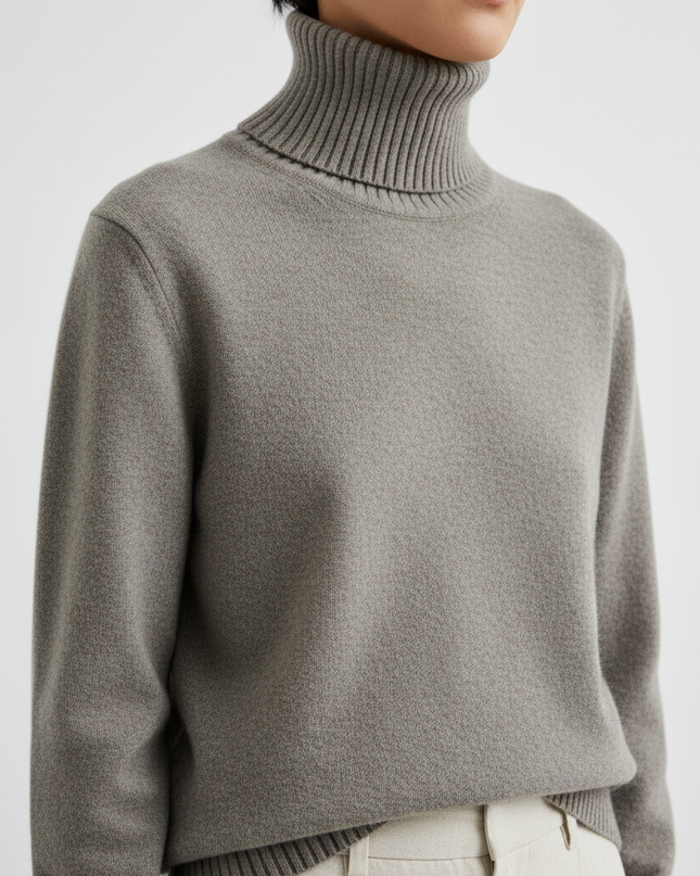 The Turtleneck – Stone Fabric Detail
