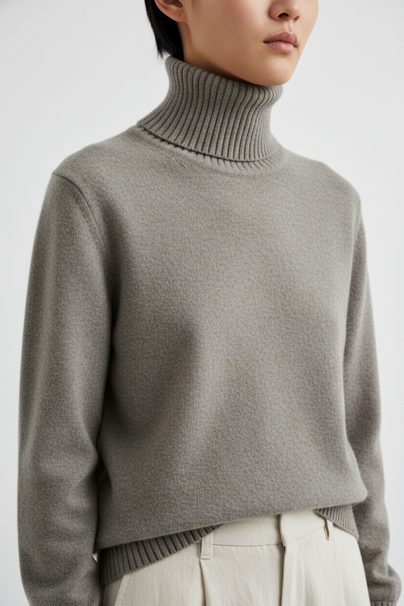 The Turtleneck – Stone Fabric Detail