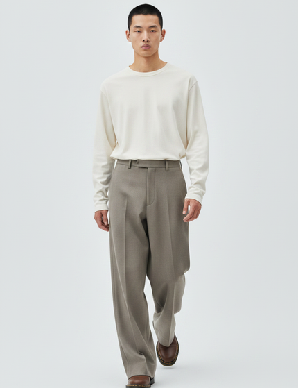 The Wide-Leg Trouser, Stone — Walking Motion