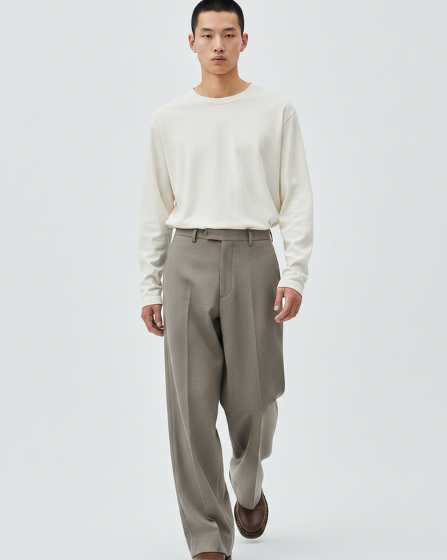 The Wide-Leg Trouser, Stone — Walking Motion