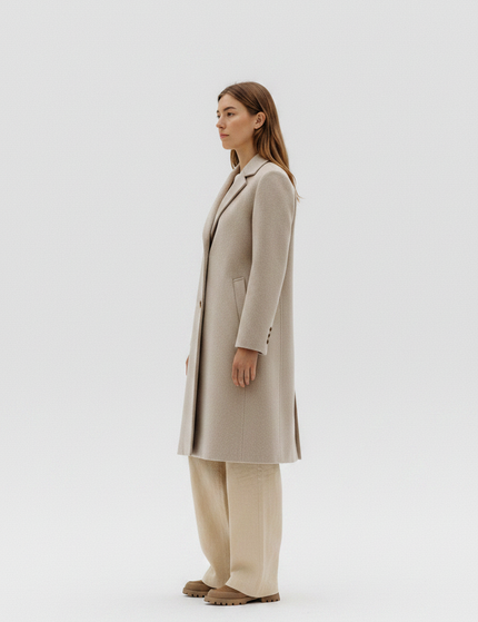The Wool Coat – Stone Side Profile