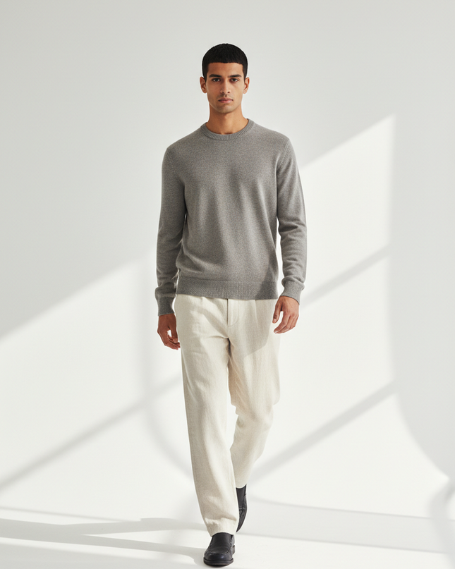 The Wool Crew Sweater — Walking Motion