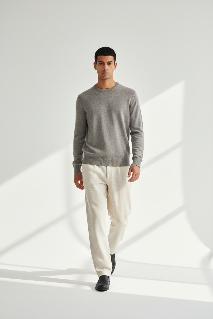 The Wool Crew Sweater — Walking Motion